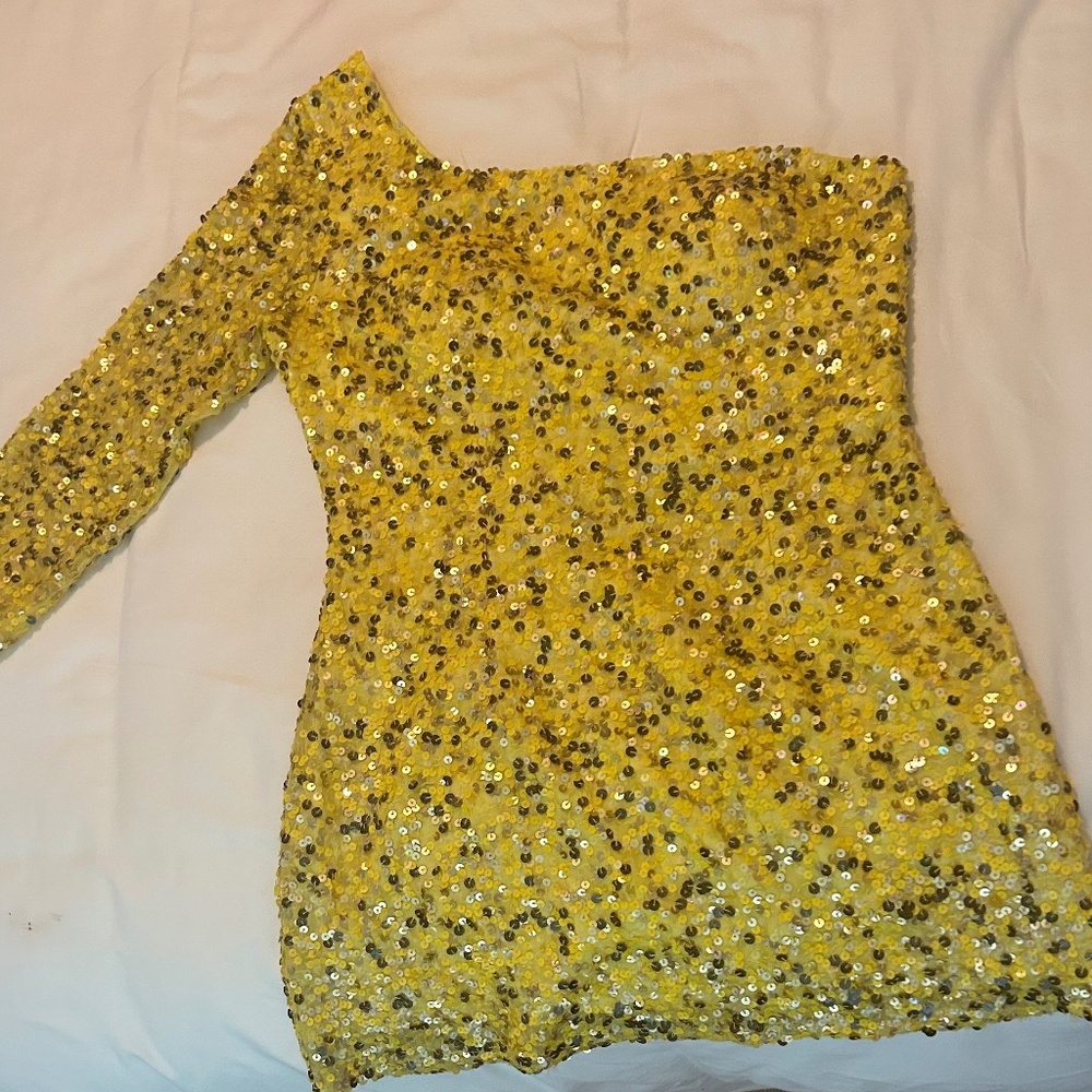 Yellow Sequin Semi-formal Dress